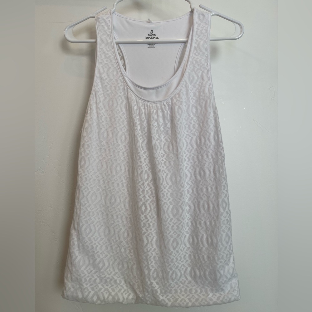 Prana Mika Women’s tank top yoga workout size L double layer white